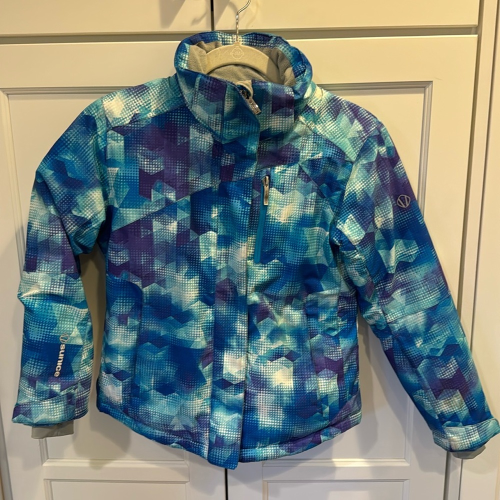 Sunice Girls Zoe Waterproof Insulated Stretch Ski Snow Jacket Blue Size 8 Medium